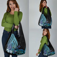 Turquoise Polynesia Easter Day Grocery Bag Eggs With Bunny Polynesian Pattern LT14 - Polynesian Pride