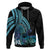 Turquoise Polynesia Easter Day Hoodie Eggs With Bunny Polynesian Pattern