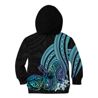 Turquoise Polynesia Easter Day Kid Hoodie Eggs With Bunny Polynesian Pattern LT14 - Polynesian Pride