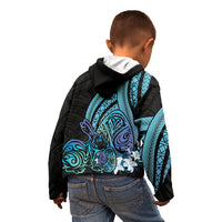 Turquoise Polynesia Easter Day Kid Hoodie Eggs With Bunny Polynesian Pattern LT14 - Polynesian Pride