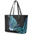 Turquoise Polynesia Easter Day Leather Tote Bag Eggs With Bunny Polynesian Pattern