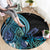 Turquoise Polynesia Easter Day Round Carpet Eggs With Bunny Polynesian Pattern