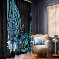 Turquoise Polynesia Easter Day Window Curtain Eggs With Bunny Polynesian Pattern LT14 - Polynesian Pride