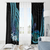 Turquoise Polynesia Easter Day Window Curtain Eggs With Bunny Polynesian Pattern LT14 - Polynesian Pride