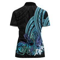 Turquoise Polynesia Easter Day Women Polo Shirt Eggs With Bunny Polynesian Pattern LT14 - Polynesian Pride