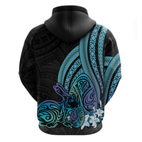 Turquoise Polynesia Easter Day Zip Hoodie Eggs With Bunny Polynesian Pattern LT14 - Polynesian Pride