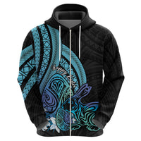 Turquoise Polynesia Easter Day Zip Hoodie Eggs With Bunny Polynesian Pattern LT14 - Polynesian Pride
