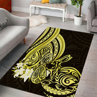 Yellow Polynesia Easter Day Area Rug Eggs With Bunny Polynesian Pattern LT14 - Polynesian Pride