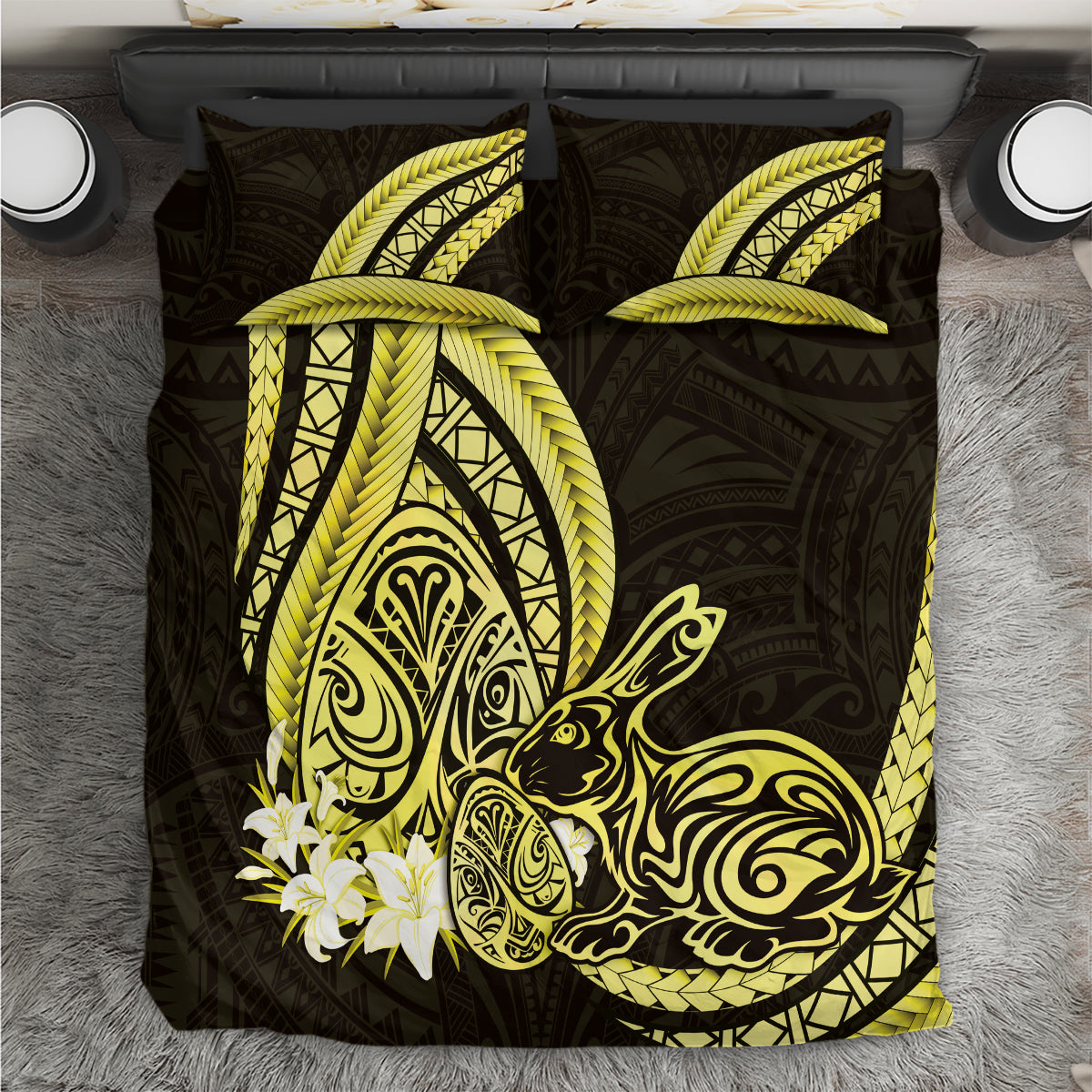 Yellow Polynesia Easter Day Bedding Set Eggs With Bunny Polynesian Pattern LT14 Yellow - Polynesian Pride