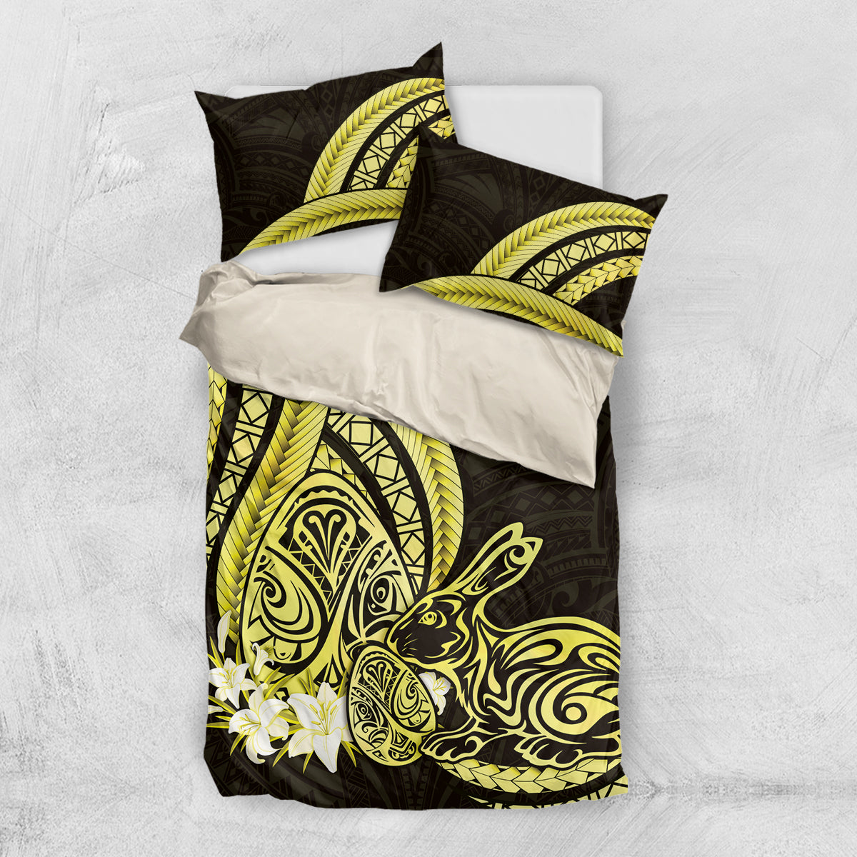 Yellow Polynesia Easter Day Bedding Set Eggs With Bunny Polynesian Pattern LT14 US Twin 172cm x 218cm Yellow - Polynesian Pride