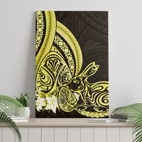 Yellow Polynesia Easter Day Canvas Wall Art Eggs With Bunny Polynesian Pattern LT14 - Polynesian Pride