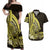 Yellow Polynesia Easter Day Couples Matching Off Shoulder Maxi Dress and Hawaiian Shirt Eggs With Bunny Polynesian Pattern