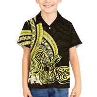 Yellow Polynesia Easter Day Kid Hawaiian Shirt Eggs With Bunny Polynesian Pattern LT14 Kid Yellow - Polynesian Pride