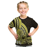 Yellow Polynesia Easter Day Kid T Shirt Eggs With Bunny Polynesian Pattern LT14 Yellow - Polynesian Pride