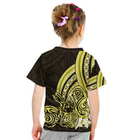 Yellow Polynesia Easter Day Kid T Shirt Eggs With Bunny Polynesian Pattern LT14 - Polynesian Pride