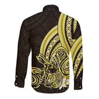 Yellow Polynesia Easter Day Long Sleeve Button Shirt Eggs With Bunny Polynesian Pattern LT14 - Polynesian Pride