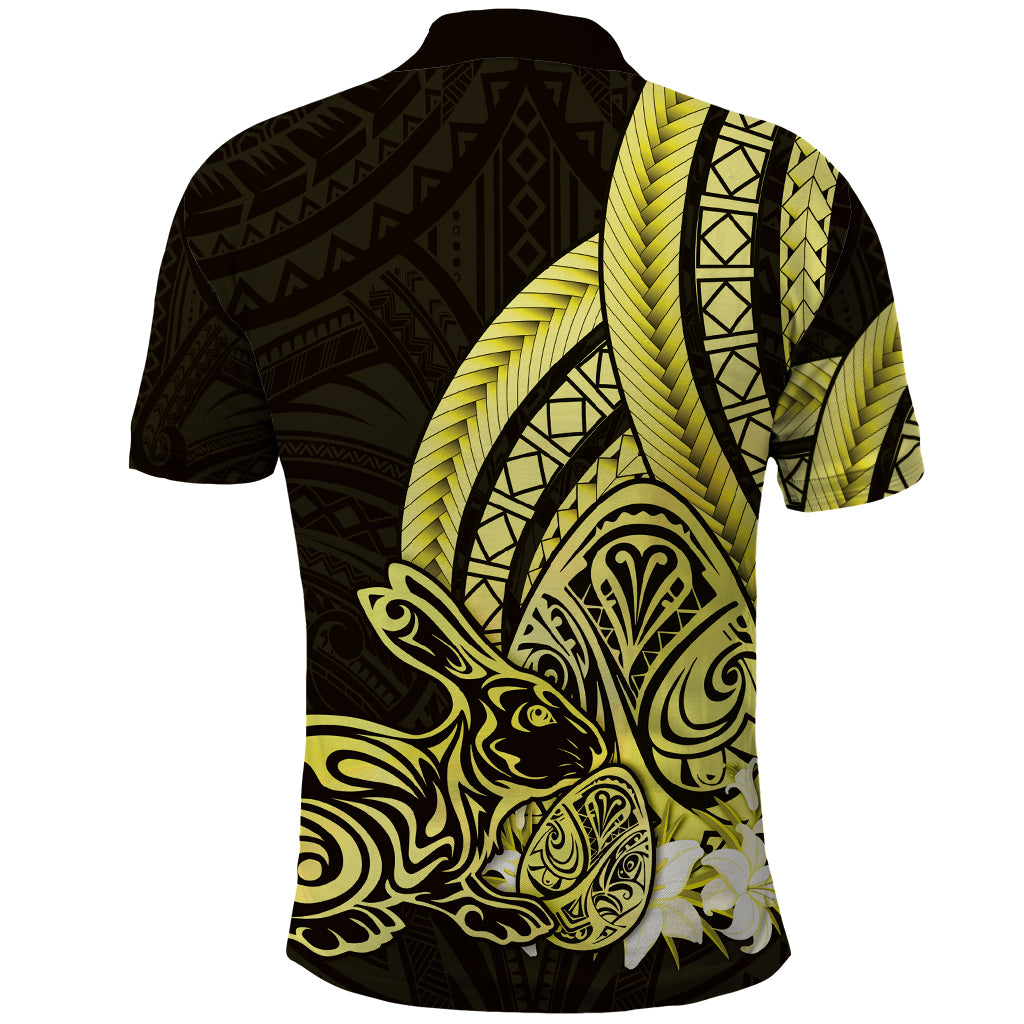 Yellow Polynesia Easter Day Polo Shirt Eggs With Bunny Polynesian Pattern LT14 - Polynesian Pride