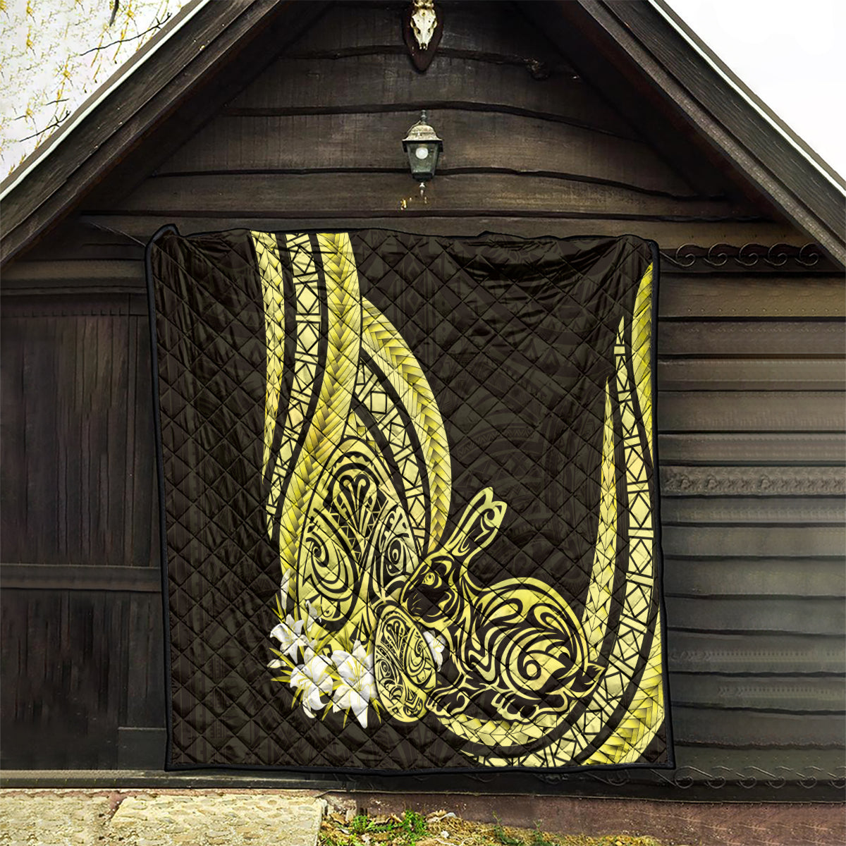 Yellow Polynesia Easter Day Quilt Eggs With Bunny Polynesian Pattern LT14 - Polynesian Pride