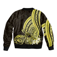 Yellow Polynesia Easter Day Sleeve Zip Bomber Jacket Eggs With Bunny Polynesian Pattern LT14 - Polynesian Pride