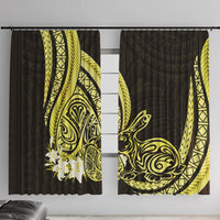 Yellow Polynesia Easter Day Window Curtain Eggs With Bunny Polynesian Pattern LT14 With Hooks Yellow - Polynesian Pride
