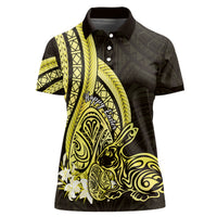 Yellow Polynesia Easter Day Women Polo Shirt Eggs With Bunny Polynesian Pattern LT14 Female Yellow - Polynesian Pride