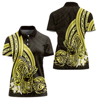 Yellow Polynesia Easter Day Women Polo Shirt Eggs With Bunny Polynesian Pattern LT14 - Polynesian Pride