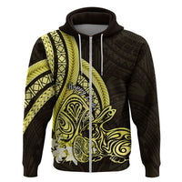 Yellow Polynesia Easter Day Zip Hoodie Eggs With Bunny Polynesian Pattern LT14 Zip Hoodie Yellow - Polynesian Pride