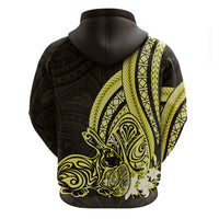 Yellow Polynesia Easter Day Zip Hoodie Eggs With Bunny Polynesian Pattern LT14 - Polynesian Pride