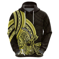 Yellow Polynesia Easter Day Zip Hoodie Eggs With Bunny Polynesian Pattern LT14 - Polynesian Pride