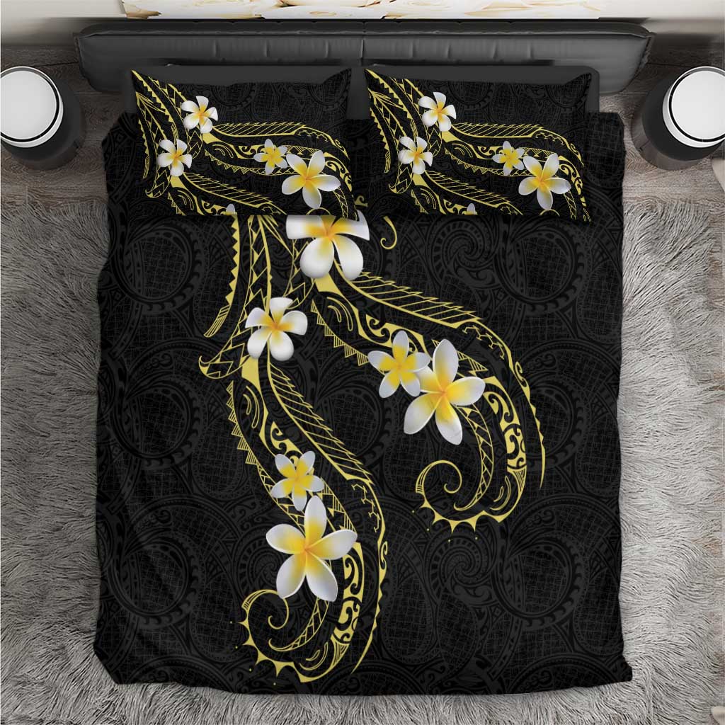 Polynesia Tattoo With Plumeria Bedding Set Elegant Vibes LT14 Black - Polynesian Pride