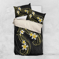 Polynesia Tattoo With Plumeria Bedding Set Elegant Vibes LT14 US Twin 172cm x 218cm Black - Polynesian Pride