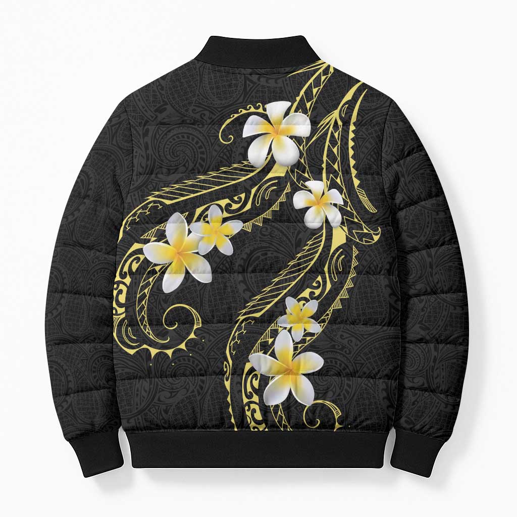 Polynesia Tattoo With Plumeria Bomber Puffer Jacket Elegant Vibes LT14 - Polynesian Pride