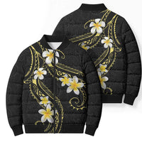 Polynesia Tattoo With Plumeria Bomber Puffer Jacket Elegant Vibes LT14 - Polynesian Pride