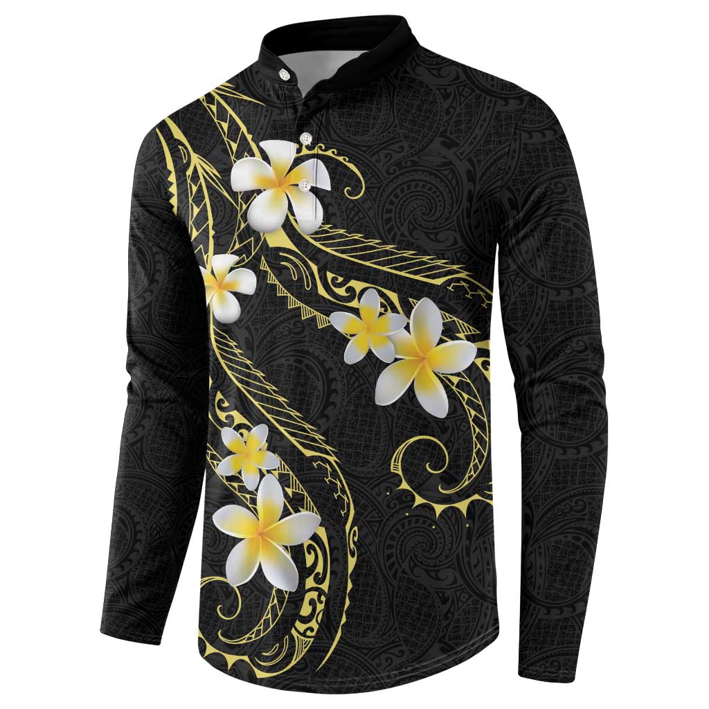 Polynesia Tattoo With Plumeria Button Sweatshirt Elegant Vibes LT14 - Polynesian Pride