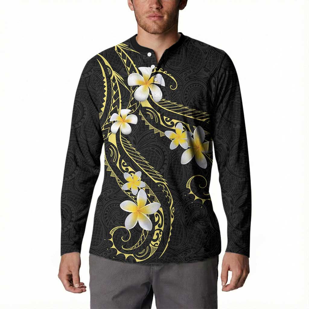 Polynesia Tattoo With Plumeria Button Sweatshirt Elegant Vibes LT14 - Polynesian Pride