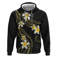 Polynesia Tattoo With Plumeria Hoodie Elegant Vibes LT14 Pullover Hoodie Black - Polynesian Pride