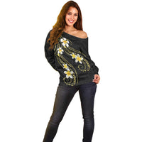 Polynesia Tattoo With Plumeria Off Shoulder Sweater Elegant Vibes LT14 - Polynesian Pride