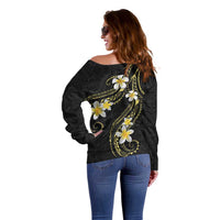 Polynesia Tattoo With Plumeria Off Shoulder Sweater Elegant Vibes LT14 - Polynesian Pride