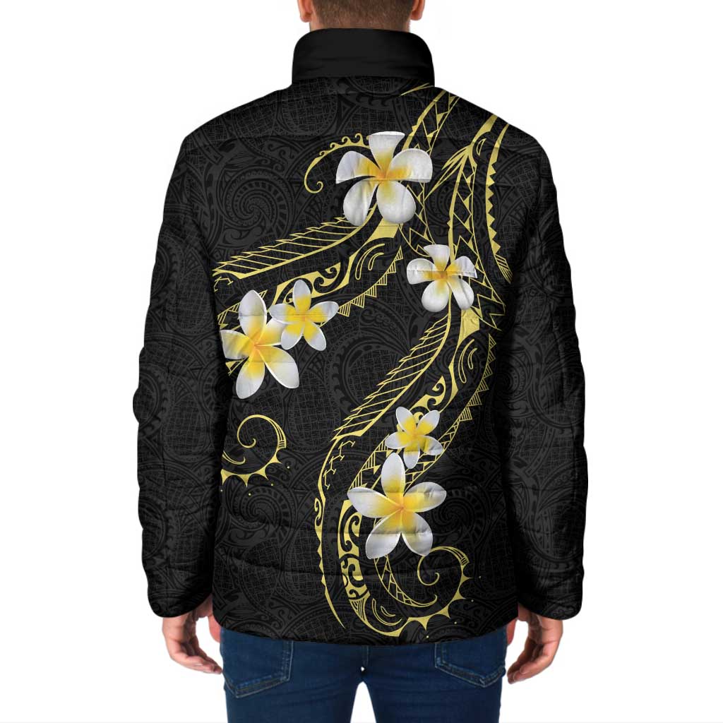 Polynesia Tattoo With Plumeria Padded Jacket Elegant Vibes LT14 - Polynesian Pride