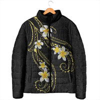 Polynesia Tattoo With Plumeria Padded Jacket Elegant Vibes LT14 - Polynesian Pride