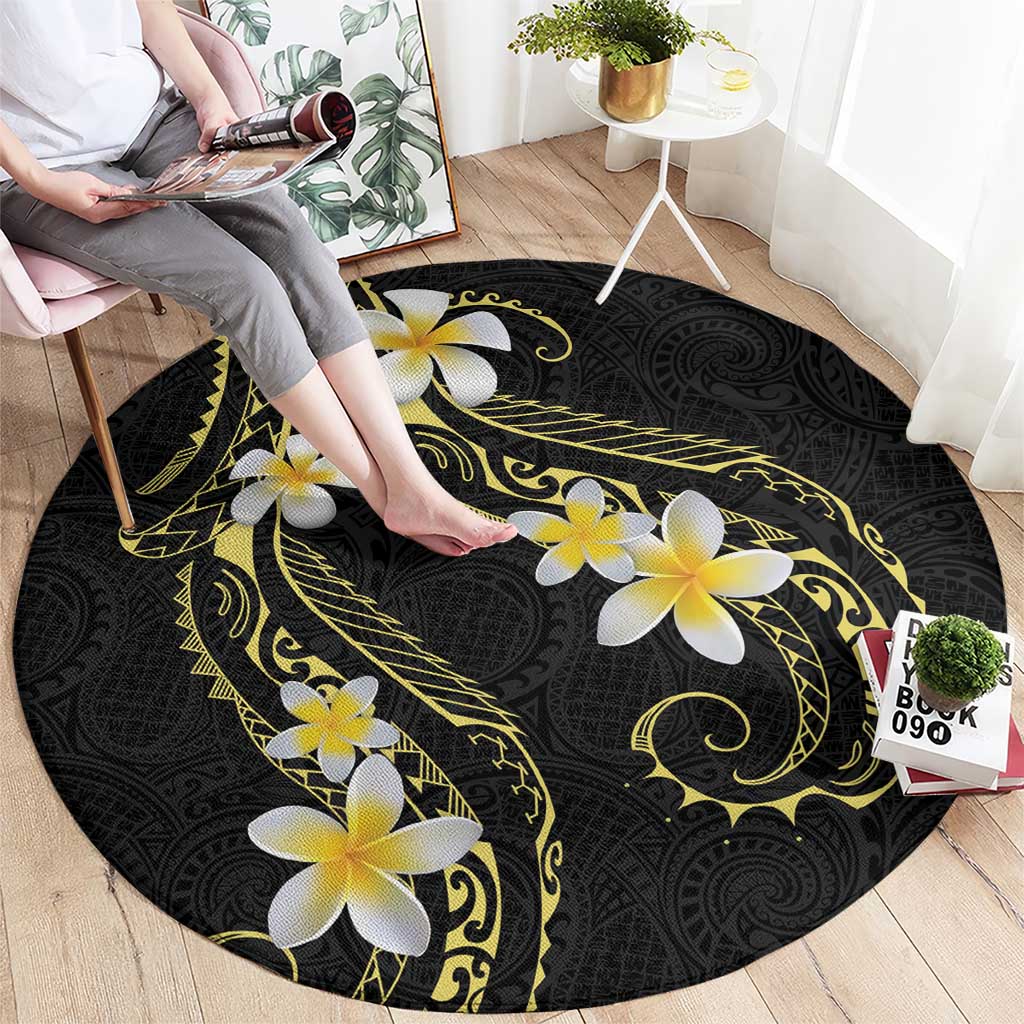 Polynesia Tattoo With Plumeria Round Carpet Elegant Vibes LT14 - Polynesian Pride