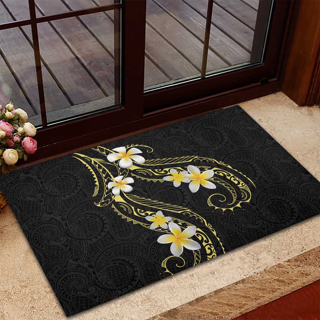 Polynesia Tattoo With Plumeria Rubber Doormat Elegant Vibes LT14 - Polynesian Pride