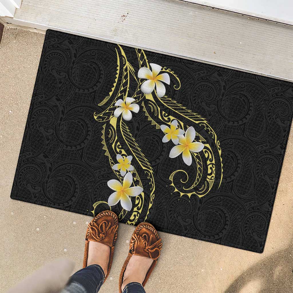 Polynesia Tattoo With Plumeria Rubber Doormat Elegant Vibes LT14 - Polynesian Pride
