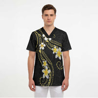 Polynesia Tattoo With Plumeria Scrub Top Elegant Vibes LT14 - Polynesian Pride