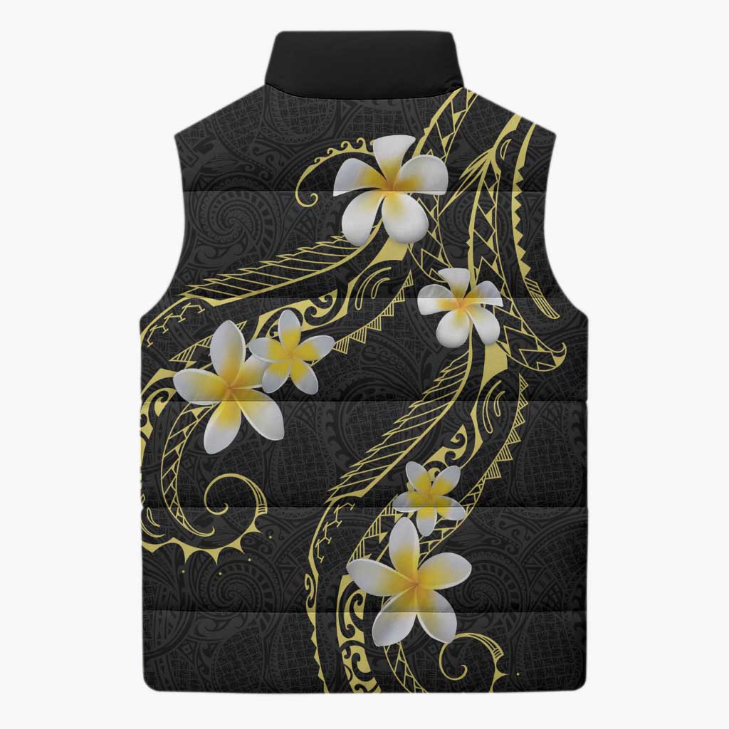 Polynesia Tattoo With Plumeria Sleeveless Puffer Jacket Elegant Vibes LT14 - Polynesian Pride