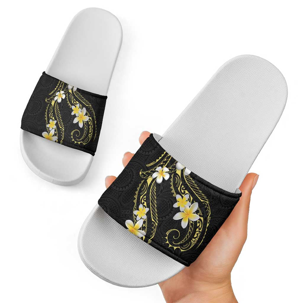 Polynesia Tattoo With Plumeria Slide Sandals Elegant Vibes LT14 - Polynesian Pride