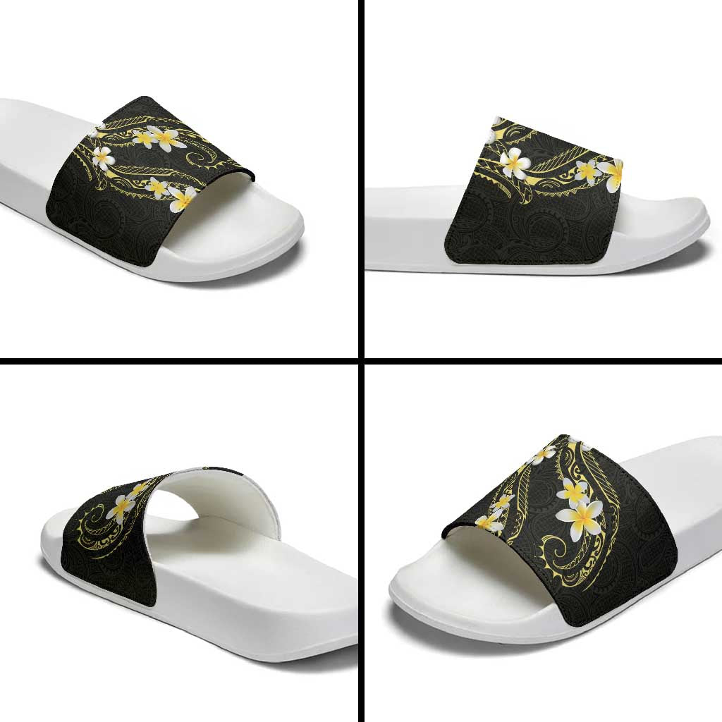 Polynesia Tattoo With Plumeria Slide Sandals Elegant Vibes LT14 - Polynesian Pride