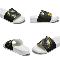 Polynesia Tattoo With Plumeria Slide Sandals Elegant Vibes LT14 - Polynesian Pride