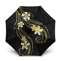 Polynesia Tattoo With Plumeria Umbrella Elegant Vibes LT14 One Size Folded 11.42 inch Opened Diameter 37.4 inch Black - Polynesian Pride
