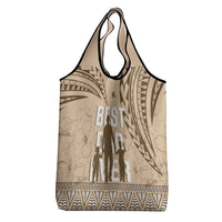 Tonga Father's Day Grocery Bag Best Dad Ever Tongan Ngatu Pattern - Beige LT14 - Polynesian Pride